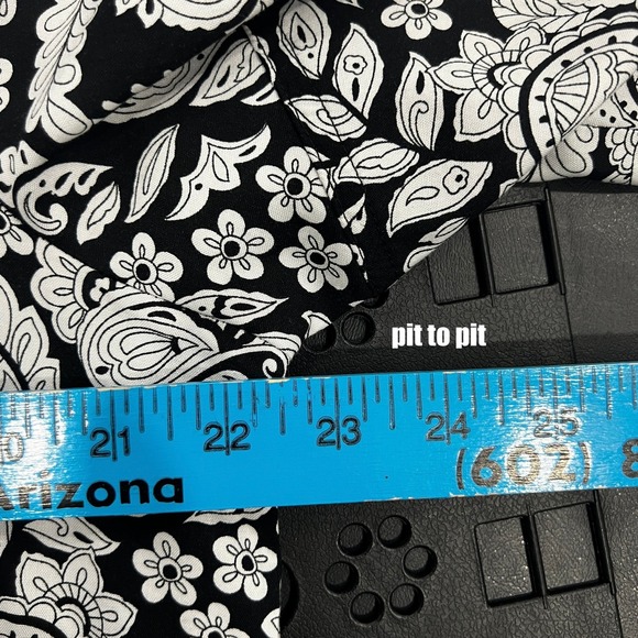 Loft Womens Top L Office Black White Paisley Floral Minimalist Mature Monochrome - Picture 6 of 8